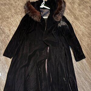 Fur and Velvet Dress Coat